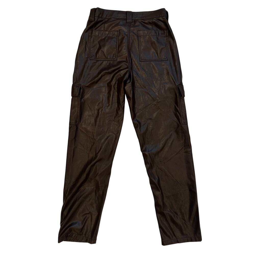 American Eagle Vegan Leather Cargo Pants Brown Straight Leg Women's 8 Long Y2K - Picture 3 of 16